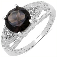 Load image into Gallery viewer, 2.59 Carat Genuine Smoky Quartz &amp; White Topaz .925 Sterling Silver Ring
