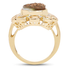 Load image into Gallery viewer, 5.14 Carat Genuine Bronze Drusy and Citrine .925 Sterling Silver Ring
