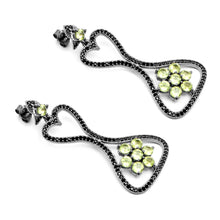 Load image into Gallery viewer, 6.93 Carat Genuine Peridot and Black Spinel .925 Sterling Silver Earrings
