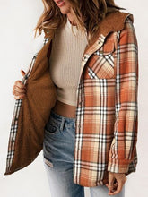 Load image into Gallery viewer, Plaid Snap Down Plush Hooded Jacket Soft &amp; Warm Women Outerwear Cozy And Comfortable Jacket
