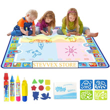 Load image into Gallery viewer, Coolplay 100x100cm Magic Water Drawing Mat Doodle Mat &amp; 4 Drawing Pens &amp; 1 Stamps Set Painting Board Educational Toys for Kids
