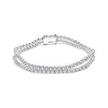 Load image into Gallery viewer, 18K White Gold 5 3/5 Cttw Natural Diamond Double Row Link Tennis Bracelet (G-H Color, VS1-VS2 Clarity) - 7" Inches

