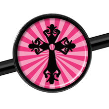 Load image into Gallery viewer, 14G Pink Black Radiant Cross Black Industrial Barbell 37mm
