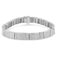 Load image into Gallery viewer, 14K White Gold 7.0 Cttw Princess Cut Diamond 7" Alternating Vertical and Horizontal Rectangular Link Tennis Bracelet (H-I Color, SI2-I1 Clarity)
