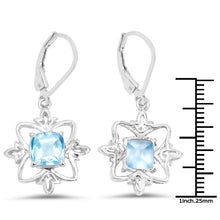 Load image into Gallery viewer, 5.30 Carat Genuine Swiss Blue Topaz .925 Sterling Silver Earrings
