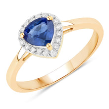 Load image into Gallery viewer, 0.73 Carat Genuine Blue Sapphire and White Diamond 14K Yellow Gold Ring
