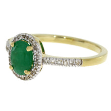 Load image into Gallery viewer, .94ct Emerald Diamond Ring 14KT Yellow Gold
