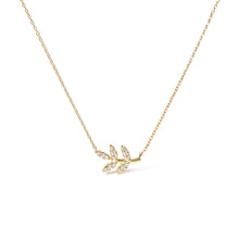 Load image into Gallery viewer, 10K Yellow Gold 1/10 Cttw Diamond Leaf and Branch 18" Pendant Necklace (H-I Color, I1-I2 Clarity)
