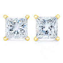 Load image into Gallery viewer, 14K Yellow Gold 1/3 Cttw Princess-Cut Square Near Colorless Diamond Classic 4-Prong Solitaire Stud Earrings (J-K Color, I1-I2 Clarity)

