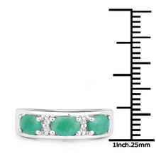 Load image into Gallery viewer, 1.38 Carat Genuine Emerald and White Topaz .925 Sterling Silver Ring
