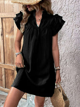 Load image into Gallery viewer, Elegant Ruffled Cap Sleeve Mini Dress Feminine &amp; Flowy Summer Dress
