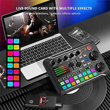 Load image into Gallery viewer, F998 Live Sound Card Audio Mixer Podcast Audio Interface with DJ Mixer Effects
