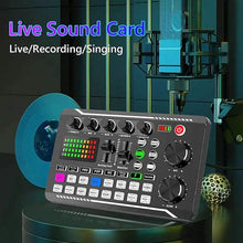 Load image into Gallery viewer, F998 Live Sound Card Audio Mixer Podcast Audio Interface with DJ Mixer Effects
