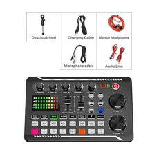 Load image into Gallery viewer, F998 Live Sound Card Audio Mixer Podcast Audio Interface with DJ Mixer Effects
