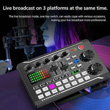 Load image into Gallery viewer, F998 Live Sound Card Audio Mixer Podcast Audio Interface with DJ Mixer Effects
