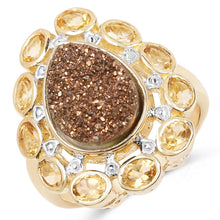 Load image into Gallery viewer, 5.14 Carat Genuine Bronze Drusy and Citrine .925 Sterling Silver Ring
