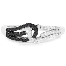 Load image into Gallery viewer, 0.33 Carat Genuine White Diamond and Black Diamond .925 Sterling Silver Ring
