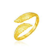 Load image into Gallery viewer, 14k Yellow Gold Bypass Style Toe Ring with Leaves
