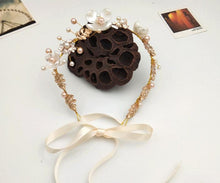 Load image into Gallery viewer, Handamde  Lucury Hair Accessories For Girls Kids Flower Crown Adjustable Flower Headband Pearls Head Wreath For Girls
