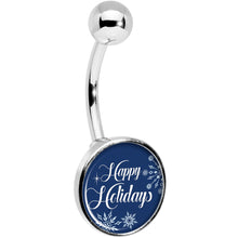 Load image into Gallery viewer, Happy Holidays Snowflake Belly Ring
