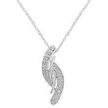 Load image into Gallery viewer, .925 Sterling Silver Diamond Accent Bypass Curve 18" Pendant Necklace (I-J Color, I3 Clarity)
