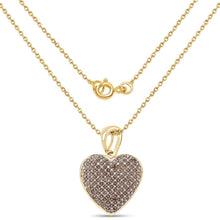 Load image into Gallery viewer, 14K Yellow Gold Plated 0.68 Carat Genuine Champagne Diamond .925 Sterling Silver Heart Shape Pendant
