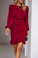 Load image into Gallery viewer, Elegant Black Ruffled Balloon Sleeve Mini Dress Luxury &amp; Playful Statement Piece Simple Dress
