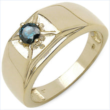 Load image into Gallery viewer, 14K Yellow Gold Plated 0.25 Carat Genuine Blue Diamond .925 Sterling Silver Ring
