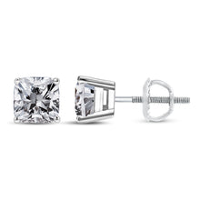 Load image into Gallery viewer, 14K White Gold 1 1/2 Cttw Clarity Enhanced Princess Cut Diamond Solitaire Stud Earrings (I-J Color, I1-I2 Clarity)
