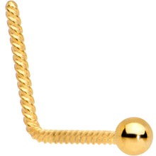 Load image into Gallery viewer, 2mm Ball End Gold IP So Twisted L Shaped Nose Ring
