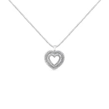 Load image into Gallery viewer, .925 Sterling Silver 1.0 Ctw Diamond Shadow Open Heart Halo 18" Pendant Necklace (I-J Color, I1-I2 Clarity)
