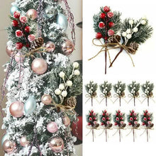 Load image into Gallery viewer, Fake Snow Frost Pine Branch Cone Berry Holly Christmas Tree Christmas Ornament
