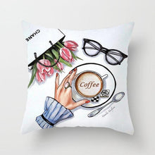 Load image into Gallery viewer, Fancy Theme Pillow Cover Hand Painted Flowers Camera Super Soft Chair Cushion Cover For Home Decoration Pink Flowers Digital Print Pillow Cover Queen Cushion Cover Book Vase Decor Throw Pillow Case Fancy Theme Decorative Accent Pillow 45X45cm
