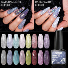 Load image into Gallery viewer, Fashion 2022 Reflective Glitter Gel Nail Polish 8 Colors Sparkling Auroras Permanent UV Diamond Gel Nail Polish Gel For Girls and Womens
