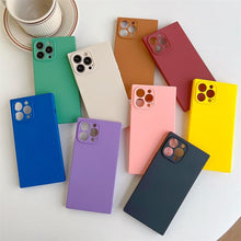 Load image into Gallery viewer, Fashion Candy Color Square Soft Silicone Phone Case For iPhone 13 11 12 Pro Max Bumper Shockproof Cover Square Silicone Camera Case Ultra Thin Lightweight Silky Soft Case Compatible with iPhone

