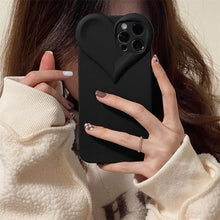 Load image into Gallery viewer, Fashion Cool Black Love Heart Phone Case For iPhone 14 13 Pro Max 12 11 XR XS Dustproof Soft Shockproof Back Cover  Luxury Soft Back Cover Raised Full Camera Protection Bumper Silicone Shockproof Phone Case
