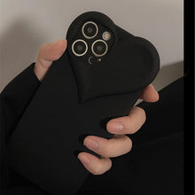Load image into Gallery viewer, Fashion Cool Black Love Heart Phone Case For iPhone 14 13 Pro Max 12 11 XR XS Dustproof Soft Shockproof Back Cover  Luxury Soft Back Cover Raised Full Camera Protection Bumper Silicone Shockproof Phone Case
