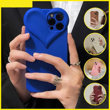 Load image into Gallery viewer, Fashion Cool Black Love Heart Phone Case For iPhone 14 13 Pro Max 12 11 XR XS Dustproof Soft Shockproof Back Cover  Luxury Soft Back Cover Raised Full Camera Protection Bumper Silicone Shockproof Phone Case
