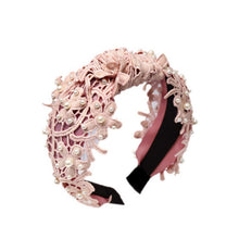Load image into Gallery viewer, Fashion Girls Pearl Hairband White Black Lace Headband Women Artificial Pearls Hair Hoop Middle Knot Hair Accessories Gorgeous Hair Accessories For Women
