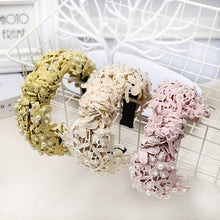 Load image into Gallery viewer, Fashion Girls Pearl Hairband White Black Lace Headband Women Artificial Pearls Hair Hoop Middle Knot Hair Accessories Gorgeous Hair Accessories For Women

