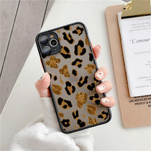 Load image into Gallery viewer, Fashion Leopard Pattern Case For iPhone 13 14 Pro MaxXS Max XR X Shockproof Cover Clear Bumper Women Girl Phone Case Cover with Black Leopard Print Designed for iPhone
