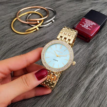 Load image into Gallery viewer, Fashion Luxury Silver Watch Women Watches Rhinestone Womens Watches Stainless Steel Watch And Bracelet Set For Women Rose Gold Rhinestone Wrist Watch With Bangles Mother Bracelet Watches
