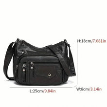 Load image into Gallery viewer, Fashion Multi Zipper Crossbody Bag, Soft Vegan Leather Shoulder Bag, Women's Multi Pockets Handbag Purse

