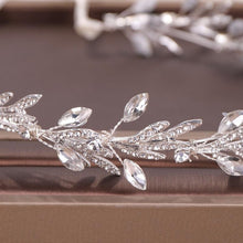 Load image into Gallery viewer, Fashion New Crystal Silver Color Tiara Crowns Leaf Rhinestone Wedding Headbands Hairbands Bridal Women Hair Jewelry Gorgeous Hair Accessories For Women
