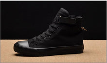 Load image into Gallery viewer, Fashion New Mens Light Breathable Canvas Casual Black White  High Top Solid Color Sneakers Shoes Vulcanized Mens Sports Walking Jogging Non Slip Athletic Sneakers
