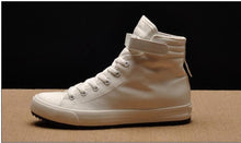 Load image into Gallery viewer, Fashion New Mens Light Breathable Canvas Casual Black White  High Top Solid Color Sneakers Shoes Vulcanized Mens Sports Walking Jogging Non Slip Athletic Sneakers
