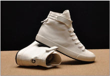 Load image into Gallery viewer, Fashion New Mens Light Breathable Canvas Casual Black White  High Top Solid Color Sneakers Shoes Vulcanized Mens Sports Walking Jogging Non Slip Athletic Sneakers
