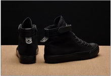 Load image into Gallery viewer, Fashion New Mens Light Breathable Canvas Casual Black White  High Top Solid Color Sneakers Shoes Vulcanized Mens Sports Walking Jogging Non Slip Athletic Sneakers
