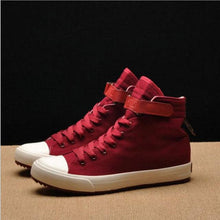 Load image into Gallery viewer, Fashion New Mens Light Breathable Canvas Casual Black White  High Top Solid Color Sneakers Shoes Vulcanized Mens Sports Walking Jogging Non Slip Athletic Sneakers

