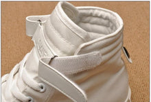 Load image into Gallery viewer, Fashion New Mens Light Breathable Canvas Casual Black White  High Top Solid Color Sneakers Shoes Vulcanized Mens Sports Walking Jogging Non Slip Athletic Sneakers
